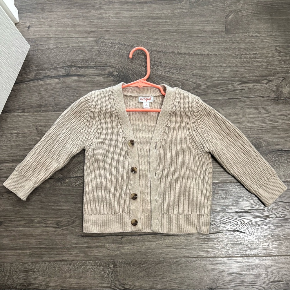 Cat & Jack Toddler Tan Cardigan Sweater Button Up 2t